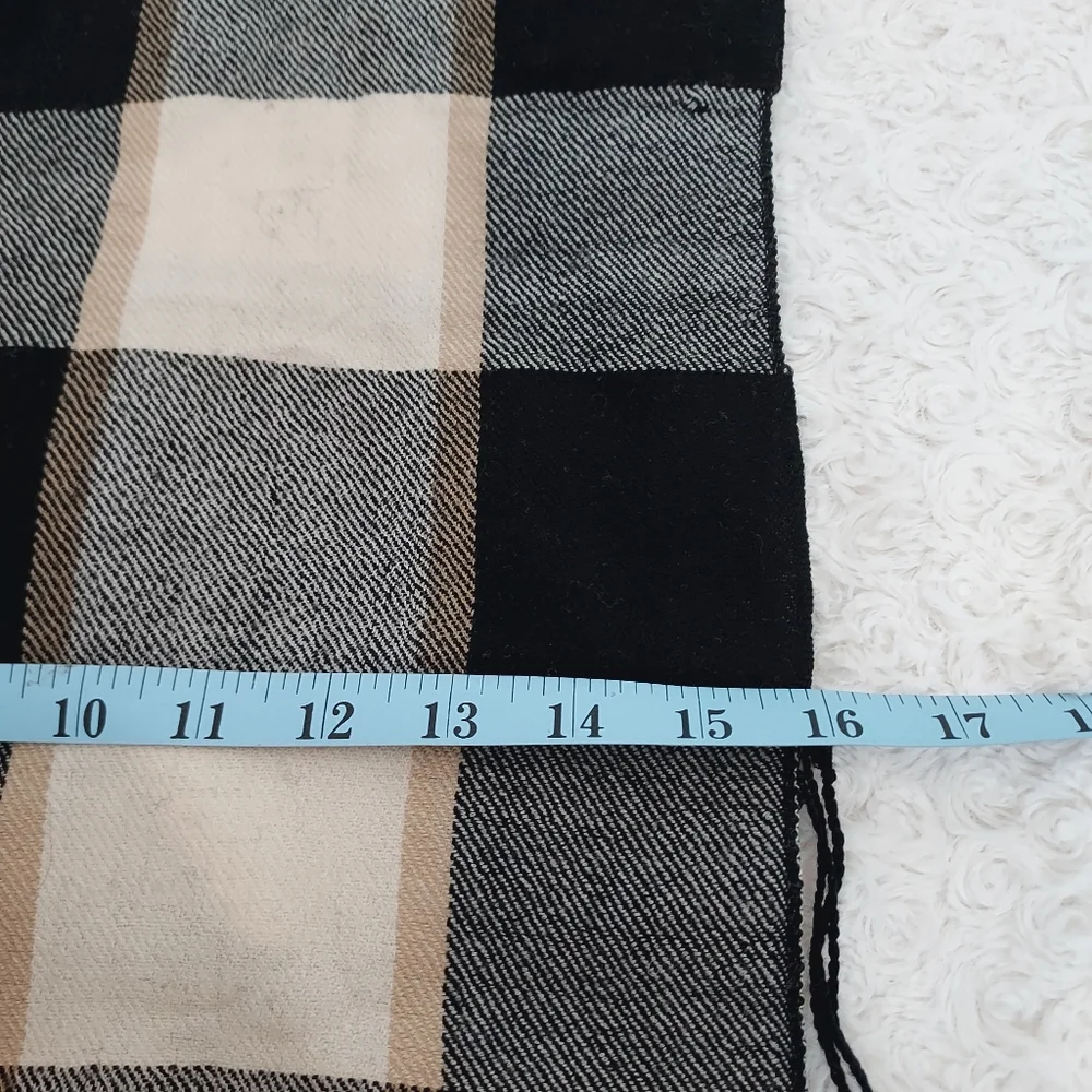 Lovely Warm Neutral plaid Accent Scarf with fringe 60x16 Winter Chic Academia